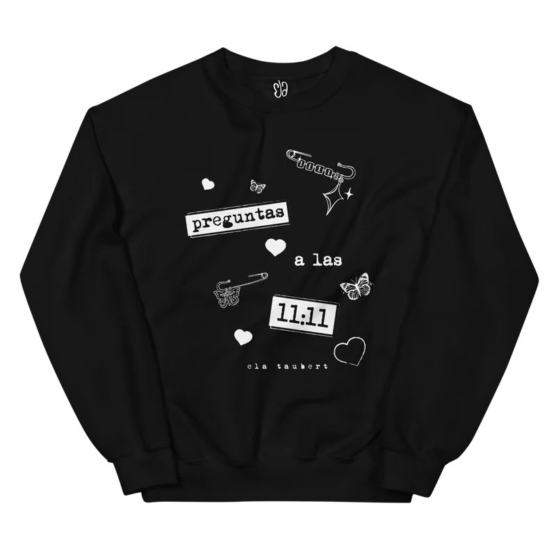 PREGUNTAS A LAS 11:11 Black Crewneck -BUZO